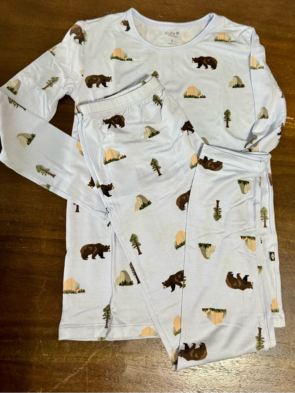 Kyte BABY Light Blue Bear & Forest Print Pajama Leggings - Picture 7 of 8